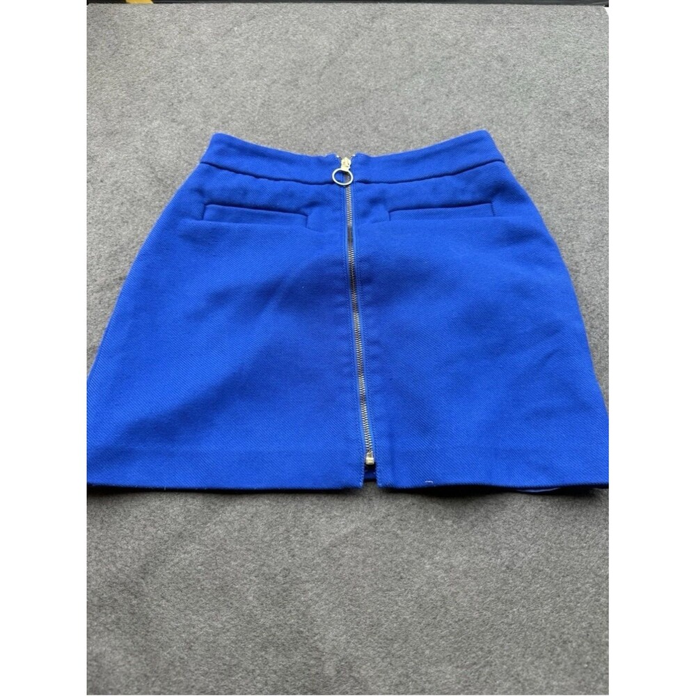 retro express Blue Zip-Front A-Line Skirt size 6 medium royal mini front zip A8